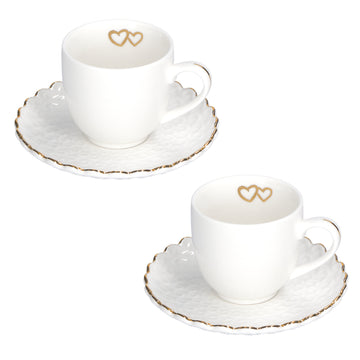 Oro Set 2 Tazze Caffè con Piattino