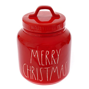 Biscottiera in ceramica rossa "merry christmas" - ILIADIS