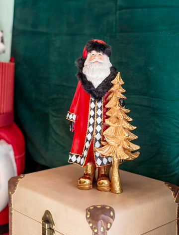 Babbo Natale con abete dorato