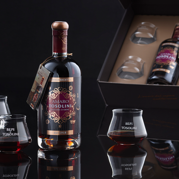 Amaro tosolino confezione con 4 bicchieri